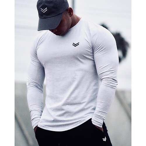 

Men's Sweatshirt Long Sleeve Sweatshirt Athletic Cotton Breathable Quick Dry Moisture Wicking Gym Workout Running Active Training Sportswear Activewear Dark Grey Black Dark Navy
