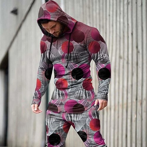 

Men's Tracksuit Hoodies Set Blue Purple Wine Black Hooded Graphic 2 Piece Print Sports & Outdoor Casual Sports 3D Print Basic Streetwear Sportswear Fall Spring Clothing Apparel Hoodies Sweatshirts