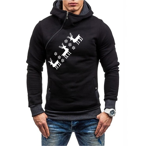 

Men's Pullover Hoodie Sweatshirt Graphic Patterned Animal Print Daily Sports Streetwear Other Prints Casual Big and Tall Hoodies Sweatshirts Black Blue Gray