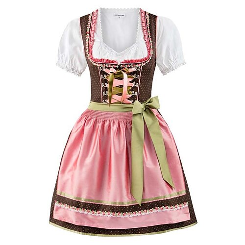 

Oktoberfest Beer International Beer Festival Dirndl Trachtenkleider Women's Top Dress Bavarian Costume Pinky