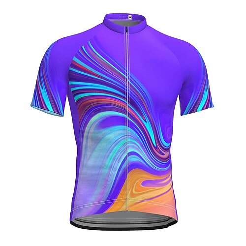 

21Grams Men's Cycling Jersey Short Sleeve Bike Top with 3 Rear Pockets Mountain Bike MTB Road Bike Cycling Breathable Quick Dry Moisture Wicking Reflective Strips Purple Graphic Polyester Spandex