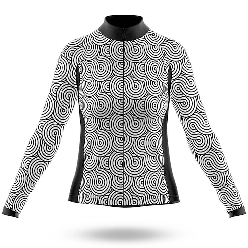 

21Grams Women's Cycling Jersey Long Sleeve Bike Top with 3 Rear Pockets Mountain Bike MTB Road Bike Cycling Breathable Quick Dry Moisture Wicking Reflective Strips Black Graphic Polyester Spandex
