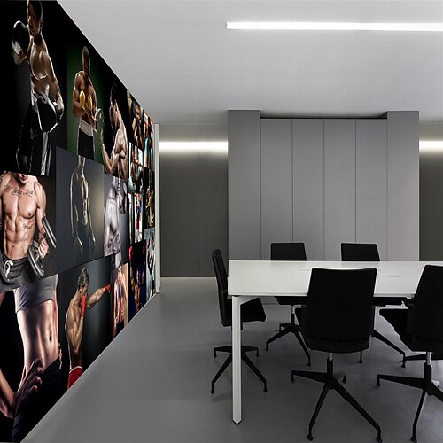 

3d Mural Wall Sticker Poster Bodybuilding Boxing Figure Suitable For Sticker Gym T Living Room Bedroom Wallpaper Wallcovering Canvas Adhesive required(Vinyl Self adhesive)