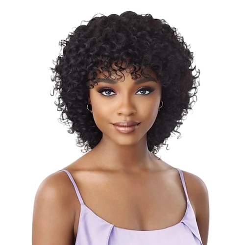 

Human Hair Capless Wig Natural Wave Pixie Cut Side Part Natural Cool Adorable 130% Density Full Machine Made Brazilian Hair Women's Natural Black #1B 6 inch