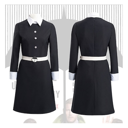 

The Umbrella Academy Season 3 TV Series Outfits School Uniform Women's Movie Cosplay Cosplay Costume Party Black Blouses Dress Waist Belt Masquerade Polyester