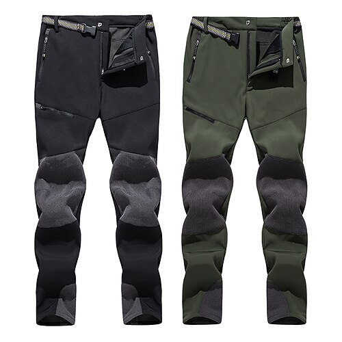 

Men's Fleece Lined Pants Softshell Pants Winter Outdoor Thermal Warm Windproof Breathable Water Resistant Pants / Trousers Bottoms Elastic Waist Dark Grey Black Hunting Fishing Climbing L XL XXL XXXL