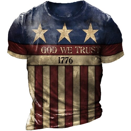 

Men's Unisex T shirt Tee 3D Print Graphic Prints National Flag Crew Neck Street Daily Print Short Sleeve Tops Designer Casual Vintage Big and Tall Blue / Summer / Summer