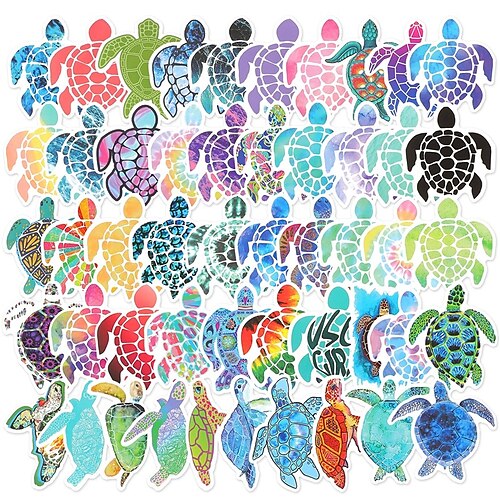 

100 Pcs Summer Colorful Sea Turtle Stickers Sea Turtle Waterproof Vinyl Stickers Decal DIY Ornament Sticker for Laptop Motorcycle Bicycle Luggage Phone Water Bottle Skateboard