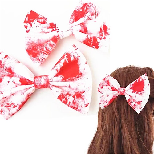 

Halloween Horror Blood-stained Print Adult Children's Bow Hair Accessories Elastic Hair Ring Hair Clip Edge Clip
