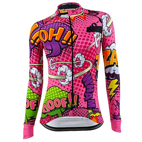

21Grams Women's Cycling Jersey Long Sleeve Bike Jersey Top with 3 Rear Pockets Mountain Bike MTB Road Bike Cycling Breathable Quick Dry Moisture Wicking Rose Red Cartoon Spandex Polyester Sports