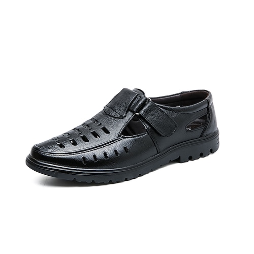 

Men's Sandals Casual Classic Daily Office Career PU Black Brown Spring Summer