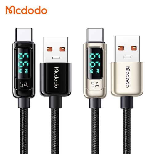 

1 Pack MCDODO USB C Cable 3.9ft USB A to USB C 5 A Charging Cable Fast Charging High Data Transfer Nylon Braided LED Display For Samsung Xiaomi Huawei Phone Accessory