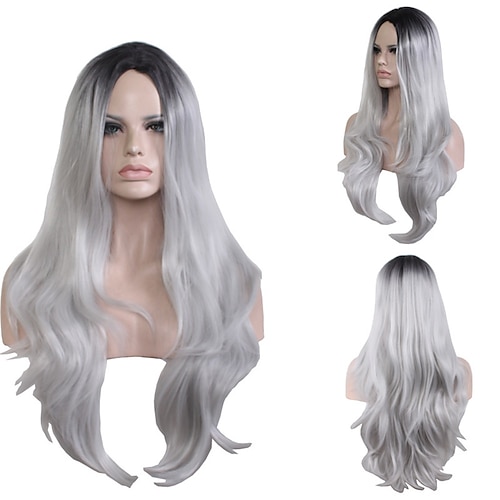 

Synthetic Wig Wavy Middle Part Machine Made Wig Long A1 Synthetic Hair Women's Soft Classic Easy to Carry Ombre Gray / Daily Wear / Party / Evening