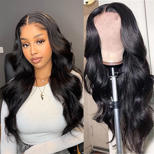 

Body Wave Lace Front Wigs Human Hair 5x5 HD Lace Closure Wigs Human Hair Brazilian Virgin Hair Wigs For Black Women Human Hair Glueless Pre Plucked With Baby Hair 150% Density Natural Color