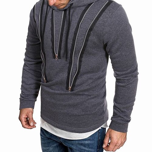 

Men's Hoodie Pullover Hoodie Sweatshirt Solid Color Zipper Daily Holiday Going out non-printing Casual Streetwear Hoodies Sweatshirts Black Wine Light Grey
