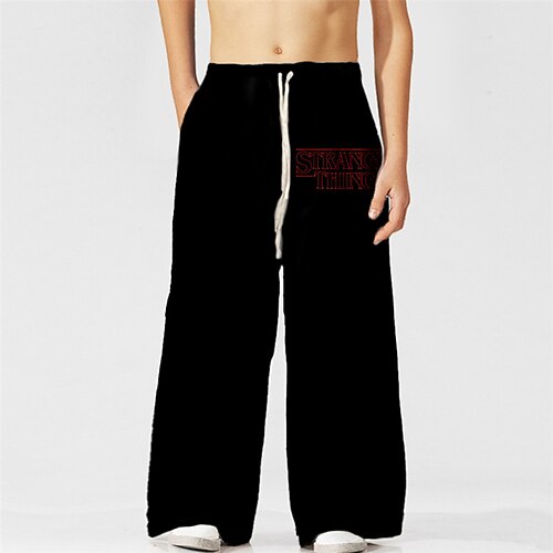 

Kids Boys Pants Stranger Things Black Letter Drawstring Spring Summer 3D Print Street 3-10 Years