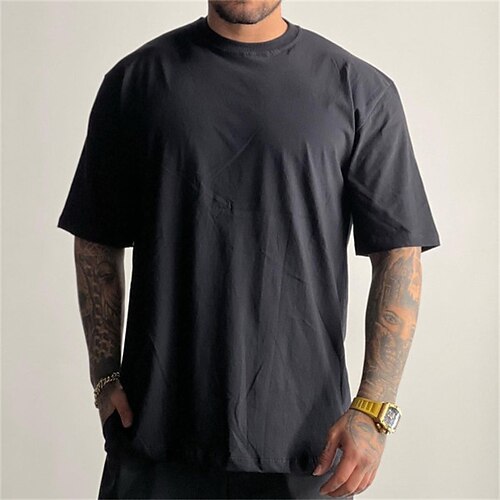 

Men's T shirt Tee Solid Color Crew Neck Street Daily Cut Out Short Sleeve Tops Casual Comfortable Black / Summer / Summer