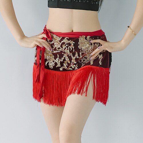 

Women's Fashion Skirts Carnival Performance Color Block Sequins Green Red One-Size / Tassel Fringe / Asymmetrical