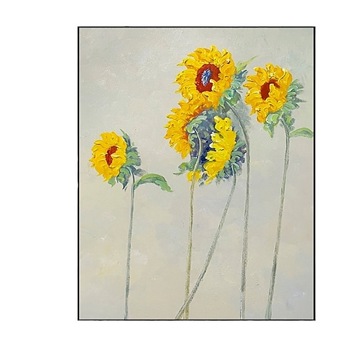 

Handmade Hand Painted Oil Painting Wall Art Abstract Yellow Sun Flower Home Decoration Decor Rolled Canvas No Frame Unstretched