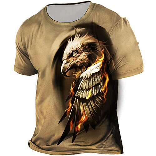 

Men's Unisex T shirt Tee Graphic Eagle Crew Neck Green Blue Red Brown Gray 3D Print Outdoor Street Short Sleeve Print Clothing Apparel Vintage Sports Designer Casual / Summer / Summer