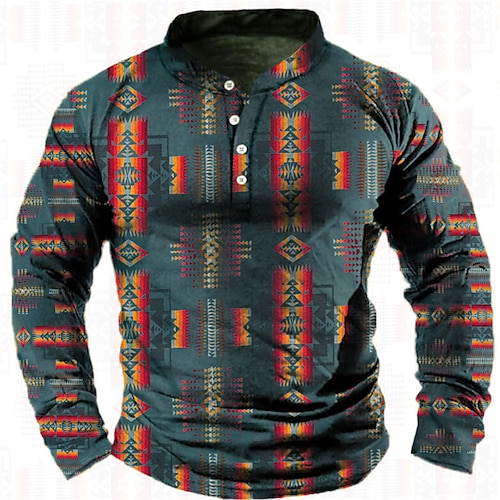 

Men's Sweatshirt Pullover Graphic Patterned Tribal Print Sports Outdoor Casual Daily 3D Print Designer Basic Hoodies Sweatshirts Blue