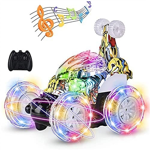 

Remote Control Car RC Stunt Car Invincible 360Rolling Twister with Colorful Lights & Music Switch Rechargeable Remote Control Car for Boys and Girls