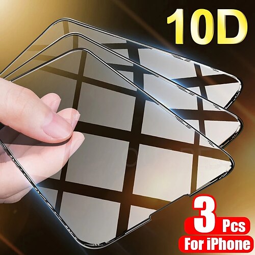 

3PCS 10D Tempered Glass For iPhone 11 12 13 Pro Max XR X XS 7 8 6 Plus SE Screen Protector For iPhone Accessories