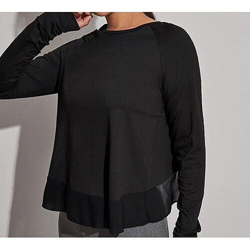 

Women's Crew Neck Yoga Top Light Support Seamless Solid Color Black Light Pink Yoga Fitness Top Long Sleeve Sport Activewear Quick Dry Comfortable Inelastic Slim / Navy Blue