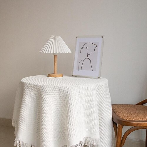 

White Tablecloth Art Nordic Jacquard Luxury Tablecloth Tea Coffee Table for Dining Table Home Room Decoration