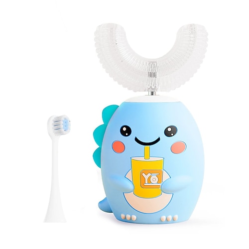 

Kids U Shaped Electric Toothbrush with 2 Brush Heads Sonic Toothbrush Kids with 5 Modes Cartoon Dinosaur 360-Degree Cleaning IPX7 Waterproof Design 2-6 Age