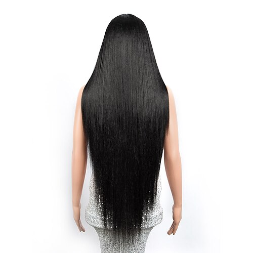 

Sleek Wigs Soft Silky Straight Synthetic Lace Front Wigs High Temperature 38 inch Blonde hair extensions color Lace Front Wig T Part Synthetic Lace Frontal Wig High Heat Resistance