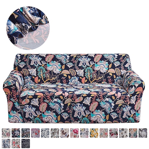 

Floral Printed Sofa Cover Stretch Slipcovers Soft Durable Couch Cover 1 Piece High Spandex Fabric Washable Furniture Protector Armchair Loveseat L Shape Sofa