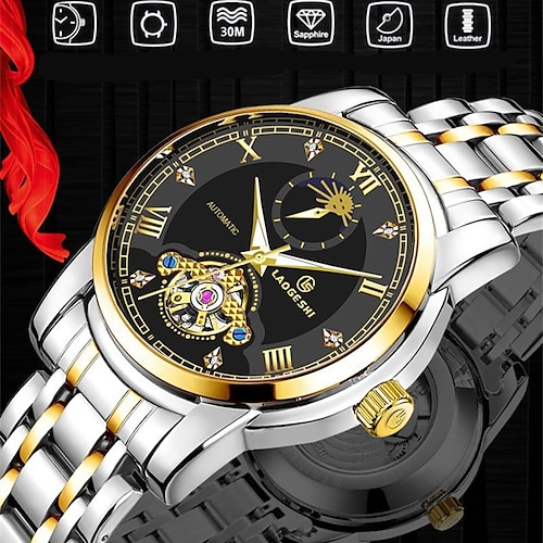 

Mechanical Watch for Men Analog Automatic self-winding Oversize Stylish Waterproof Noctilucent Alloy Stainless Steel Creative
