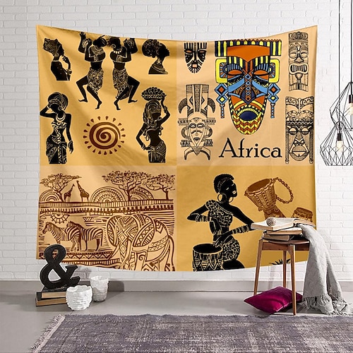 

African Element Tapestry Wall Hanging Tapestries Wall Blanket Wall Art Wall Decor Forest Tree Tapestry Wall Decor African Life