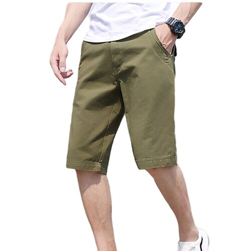 

Men's Chic Modern Casual Chinos Shorts Zipper Pocket Multi Pocket Knee Length Pants Casual Daily Micro-elastic Solid Colored Comfort Breathable Mid Waist Black Blue Army Green Khaki 28 29 30 31 32