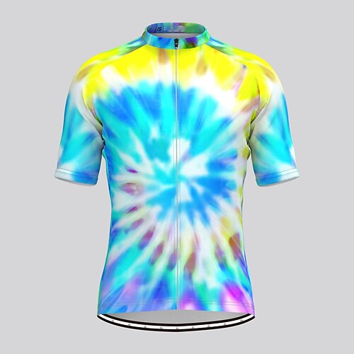

21Grams Men's Cycling Jersey Short Sleeve Bike Top with 3 Rear Pockets Mountain Bike MTB Road Bike Cycling Breathable Quick Dry Moisture Wicking Reflective Strips Green Blue Graffiti Polyester Spandex