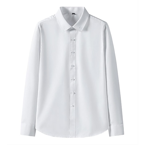 

Men's Shirt Solid Color Classic Collar Casual Work Embroidered Long Sleeve Tops Business White Black Pink