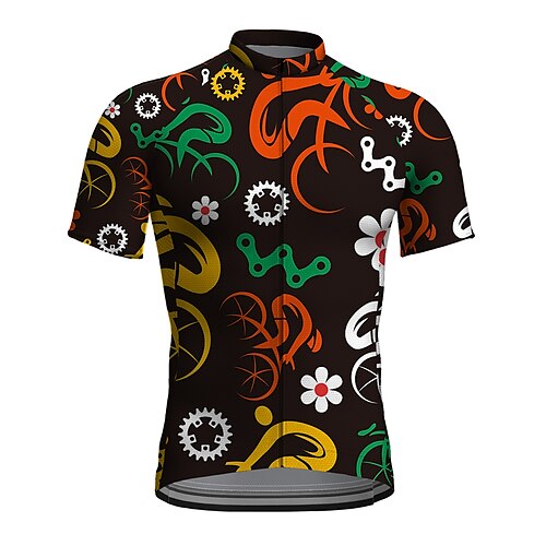 

21Grams Men's Cycling Jersey Short Sleeve Bike Jersey Top with 3 Rear Pockets Mountain Bike MTB Road Bike Cycling Breathable Quick Dry Moisture Wicking Reflective Strips Black Floral Botanical Gear