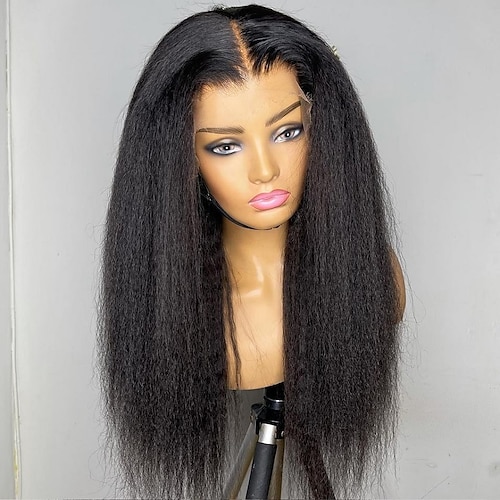 

Remy Human Hair 13x4 Lace Front Wig Free Part Brazilian Hair kinky Straight Natural Wig 130% 150% 180% Density with Baby Hair Natural Hairline Pre-Plucked For wigs for black women Long Human Hair
