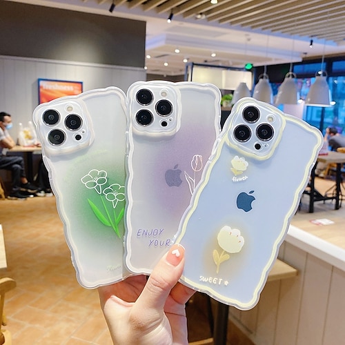 

Phone Case For Apple Back Cover iPhone 13 Pro Max 12 Mini 11 X XR XS Max 8 7 Bumper Frame Soft Edges Non-Yellowing Color Gradient Flower TPU