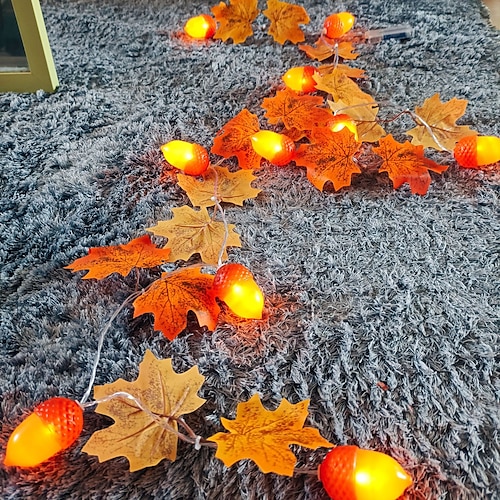 

Acorn Maple Leaf Fairy String Lights Fall Decoration Garland 2m 10LED Battery Powered Christmas Wedding Garden Holiday Party Thanksgiving Patio Balcony Decorative Lights