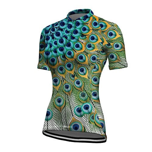 

21Grams Women's Cycling Jersey Short Sleeve Bike Top with 3 Rear Pockets Mountain Bike MTB Road Bike Cycling Breathable Quick Dry Moisture Wicking Reflective Strips Green Feather Polyester Spandex