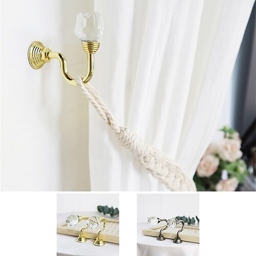 

2Pcs Crystal Rose Shape Curtain Rope Holdbacks Wall Hook