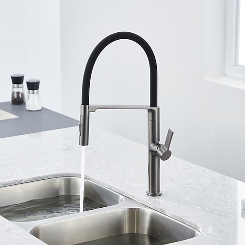 

Kitchen Faucet - Single Handle One Hole Nickel Brushed / Electroplated Pull-out / Pull-down / Standard Spout / Tall / High Arc Centerset Modern Contemporary Kitchen Taps