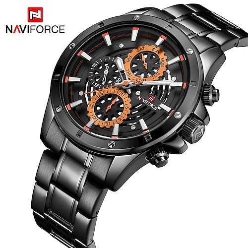 

NAVIFORCE Quartz Watch for Men Analog Quartz Stylish Stylish Waterproof Fake Three Eyes Six Needles Alloy Stainless Steel Fashion