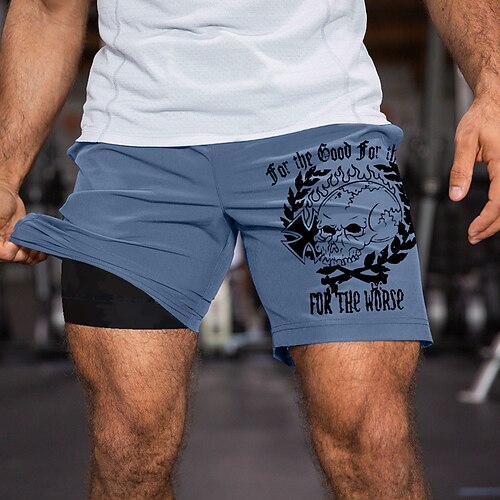 

Men's Running Shorts Side Pockets 2 in 1 Shorts Athletic Athleisure Breathable Quick Dry Soft Fitness Gym Workout Running Sportswear Activewear Skull Green Blue Khaki / Micro-elastic