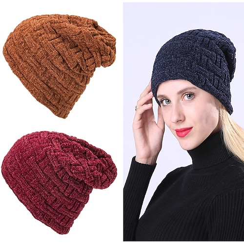 

Men's Women's Slouchy Beanie Hat Outdoor Office Daily Pure Color Knit Sweet Warm 1 pcs