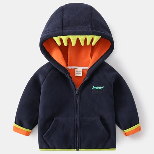 

Kids Boys Coat Outerwear Cartoon Long Sleeve Pocket Coat Daily Active Cool Navy Blue Gray Fall 3-6 Years