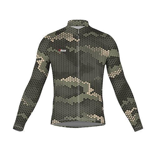 

21Grams Men's Cycling Jersey Long Sleeve Bike Top with 3 Rear Pockets Mountain Bike MTB Road Bike Cycling Breathable Quick Dry Moisture Wicking Reflective Strips Army Green Polyester Spandex Sports