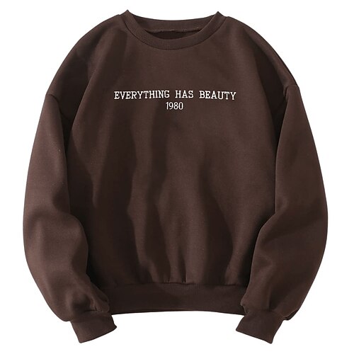 

Women's Pullover Letter Casual Hoodies Sweatshirts Royal Blue Brown Coffee
